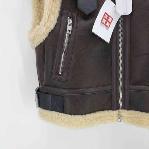 ザラ ZARA ムートン ダブルフェイス クロップド ベスト レディース import:S