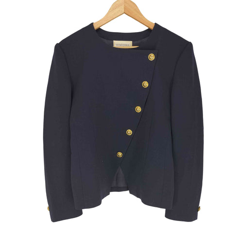 KIMIJIMA BOUTIQUE キミジマブティック アシンメトリー 金ボタン ノーカラー ジャケット elegance レディース 9
