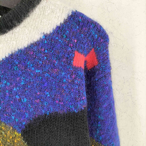Fashion international ファッション インターナショナル アクリル ウール ブロック パターン マルチカラー クルーネック ニット メンズ