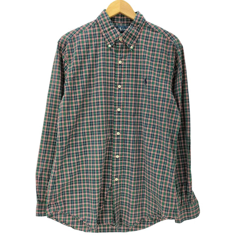 ラルフローレン RALPH LAUREN 90S CUSTOM FIT ポニー刺繍 L/S チェック ボタンダウン シャツ メンズ import:M