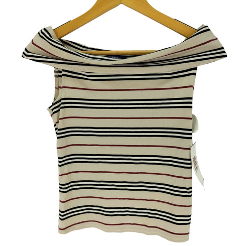 バーバリーブルーレーベル BURBERRY BLUE LABEL ボーダー柄 オフショル ノースリーブ カットソー レディース import:M