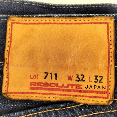 リゾルト RESOLUTE 日本製 ボタン裏刻印10 711 ボタンフライ ストレートデニムパンツ メンズ W32 L32