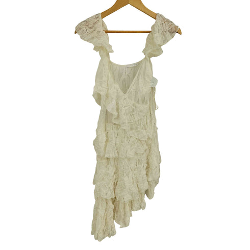 ザラ ZARA LACE RUFFLE DRESS ノースリーブワンピース レディース import:M