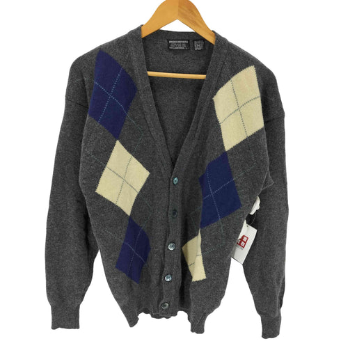 ブルックスブラザーズ BROOKS BROTHERS 80-90S 香港製 アーガイルウールニットカーディガン メンズ L