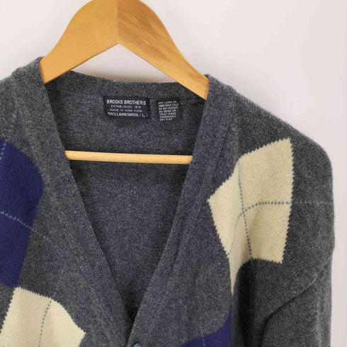 ブルックスブラザーズ BROOKS BROTHERS 80-90S 香港製 アーガイルウールニットカーディガン メンズ L