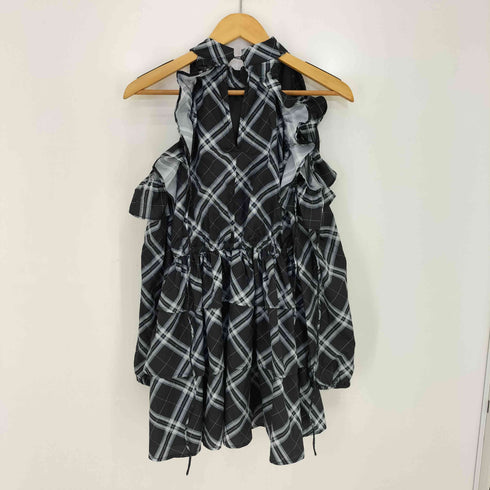 グレイル GRL チェック柄ショルダーオープンアメスリティアードミニワンピース レディース FREE