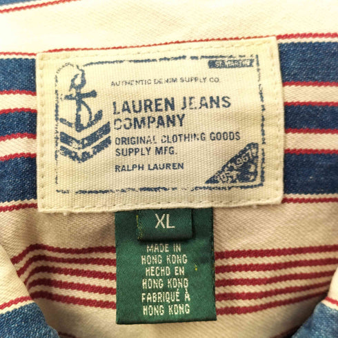 ローレンジーンズカンパニー LAUREN JEANS COMPANY ストライプ デニムカバーオール メンズ import:XL
