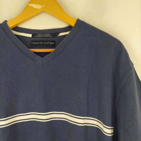トミーヒルフィガー TOMMY HILFIGER フロントストライプデザイン Vネック 半袖 Tシャツ メンズ import:L