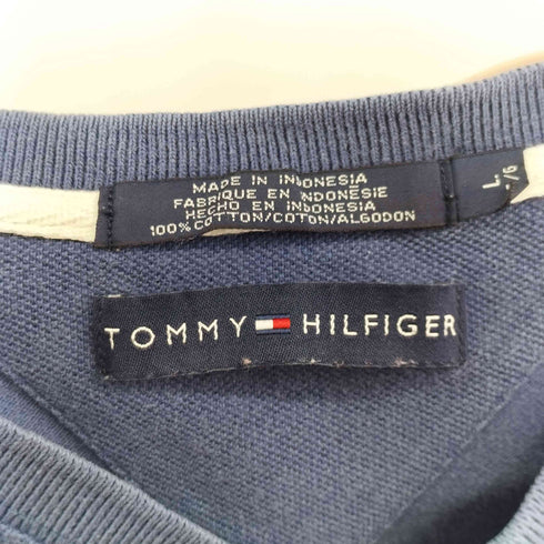 トミーヒルフィガー TOMMY HILFIGER フロントストライプデザイン Vネック 半袖 Tシャツ メンズ import:L