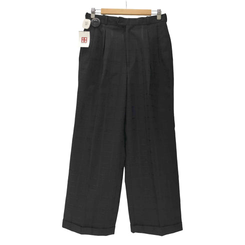 PRONTI プロンティ 90s Gang Slacks ギャング スラックス バギー ワイド 2タック 裾ダブル チェック ブラック メンズ