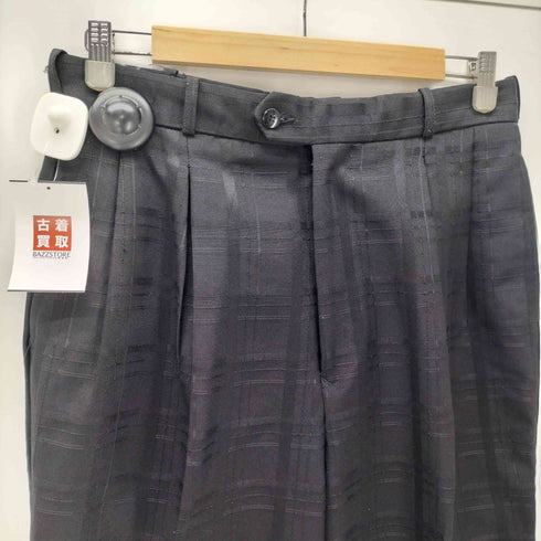 PRONTI プロンティ 90s Gang Slacks ギャング スラックス バギー ワイド 2タック 裾ダブル チェック ブラック メンズ