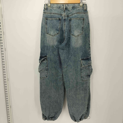 BLACKUP ウォッシュ加工 カーゴデニムパンツ レディース