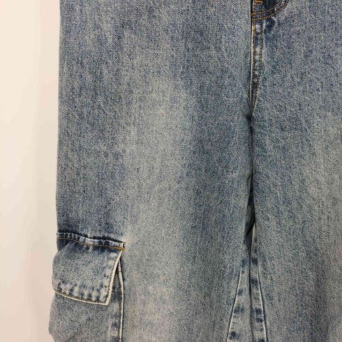 BLACKUP ウォッシュ加工 カーゴデニムパンツ レディース