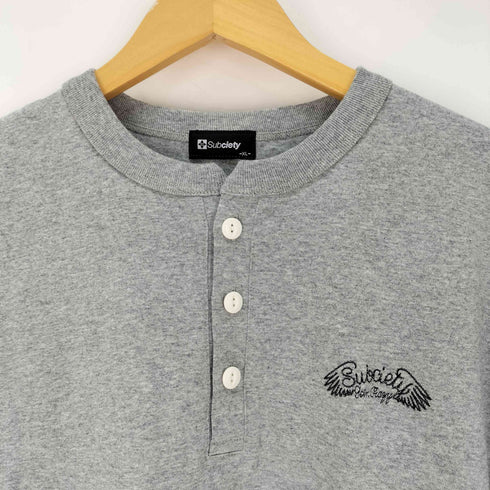 サブサエティ Subciety 刺繍ロゴ ヘンリーネックカットソー メンズ import:XL