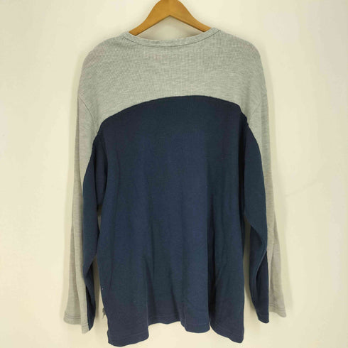 ナイキ NIKE 00S グレー三角タグ スウッシュロゴ刺繍 サーマル L/S 切替 クルーネック Tシャツ メンズ JPN:L