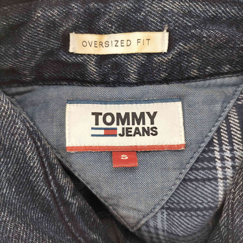 トミージーンズ tommy jeans OVERSIZED FIT チェック 切替 スナップ ウエスタン デニム シャツ ジャケット メンズ S