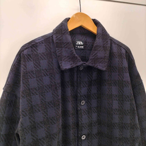 ザラ ZARA チェック柄 ブルゾン ジャケット ジャガード メンズ import:L