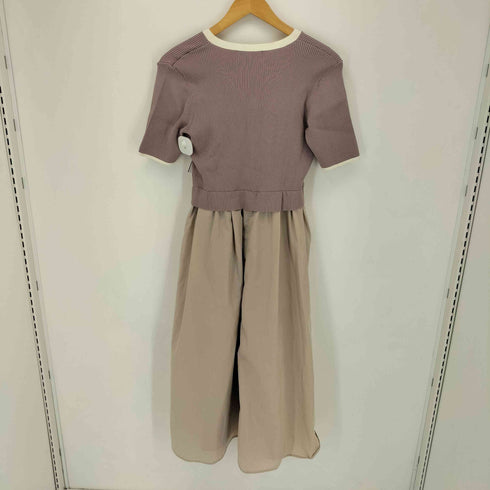 ロペピクニック Rope Picnic メタル釦布帛ドッキングハーフスリーブニットワンピース レディース JPN:M