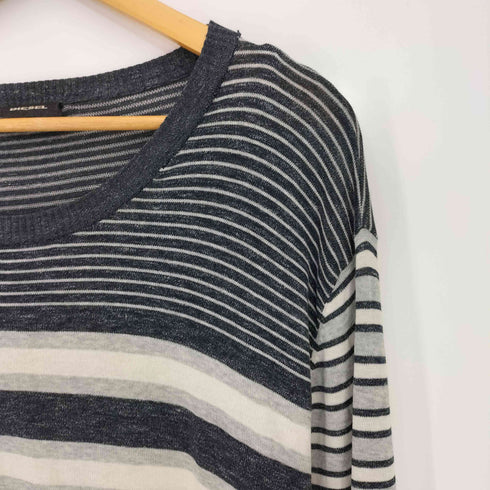 ディーゼル DIESEL ボーダー ライトオンス クルーネック ニット メンズ