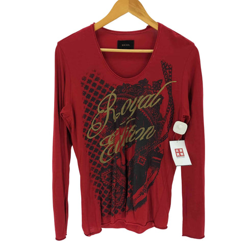 XH3Hb GIGNI グラフィックプリント ワイドネック 長袖 Tシャツ Y2K メンズ M