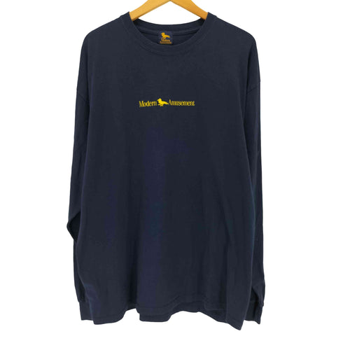 Modern Amusement フロントロゴ刺繍 クルーネック長袖Tシャツ メンズ