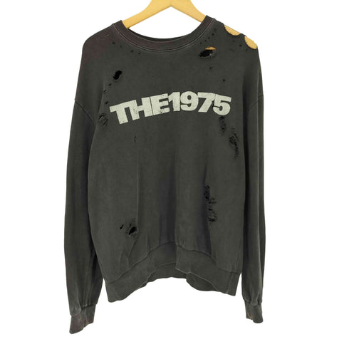 Vintage Logo Sweat フロントロゴプリント ダメージ加工 バンド クルーネックスウェット メンズ import:L