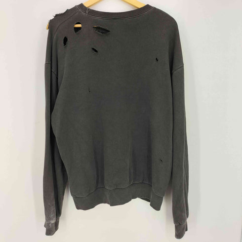 Vintage Logo Sweat フロントロゴプリント ダメージ加工 バンド クルーネックスウェット メンズ import:L