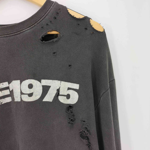 Vintage Logo Sweat フロントロゴプリント ダメージ加工 バンド クルーネックスウェット メンズ import:L