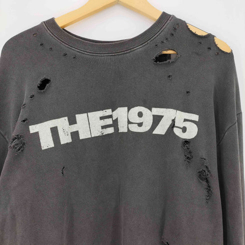 Vintage Logo Sweat フロントロゴプリント ダメージ加工 バンド クルーネックスウェット メンズ import:L