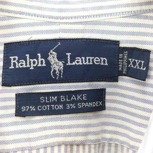 ラルフローレン RALPH LAUREN 90S SLIM BLAKE ポニーなし ストライプ ボタンダウン シャツ メンズ import:XXL