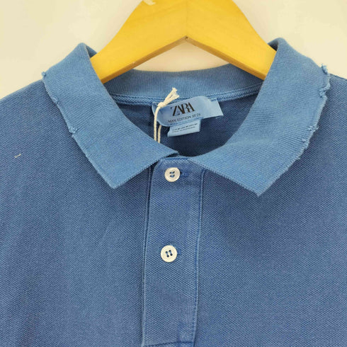 ザラ ZARA ガーメントダイ ダメージ加工 ポロシャツ メンズ import:M