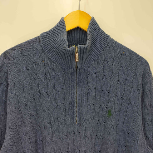 ポロラルフローレン POLO RALPH LAUREN ポニー 刺繍 シルク100% ハーフジップ ニット メンズ import:L
