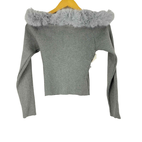 グレイル GRL 2Wayファーオフショルダーリブニットトップス レディース import:M