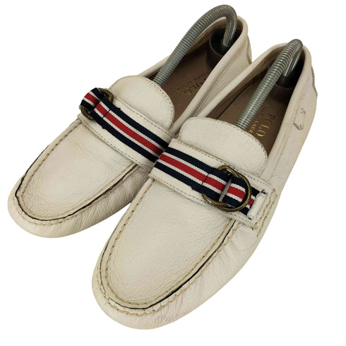 ポロラルフローレン POLO RALPH LAUREN ストライプ バックル レザー ドライビング シューズ メンズ US:9