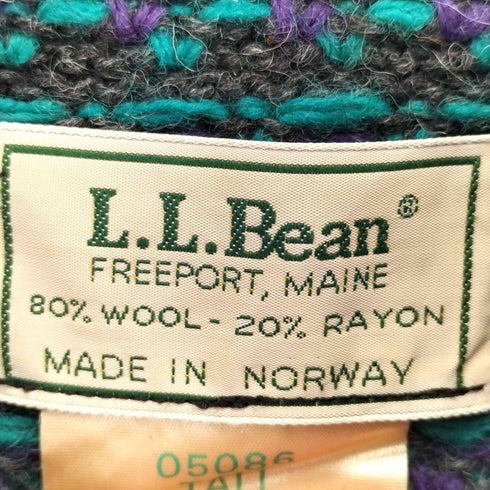 エルエルビーン L.L.Bean 80s ノルウェー製 レーヨン混 バーズアイ ニットセーター メンズ import:XXL