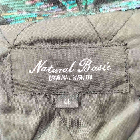 natural basic 裏地キルティング 総柄ジャケット レディース LL