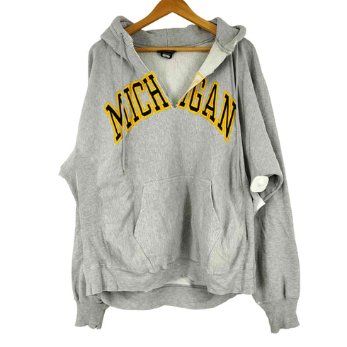 スティーブ バリース STEVE&BARRYS MICHIGAN 襟元カットオフ プルオーバーパーカー メンズ JPN:L