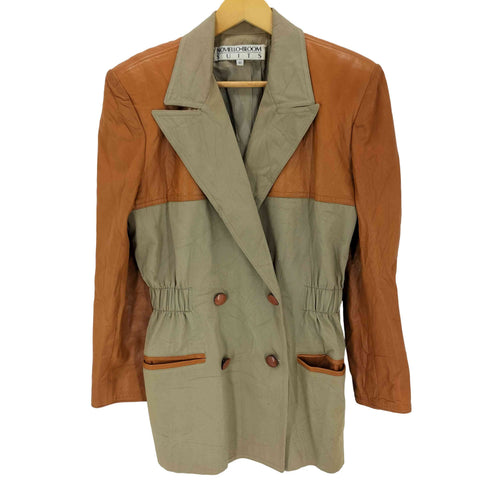 Noviello Bloom Suits レザー切替 ダブルブレスト ジャケット レディース US:12