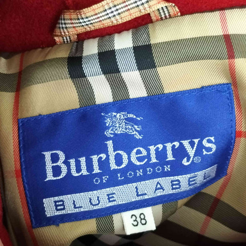 バーバリーブルーレーベル BURBERRY BLUE LABEL 裏地ノバチェック ウールダッフルコート レディース JPN:38