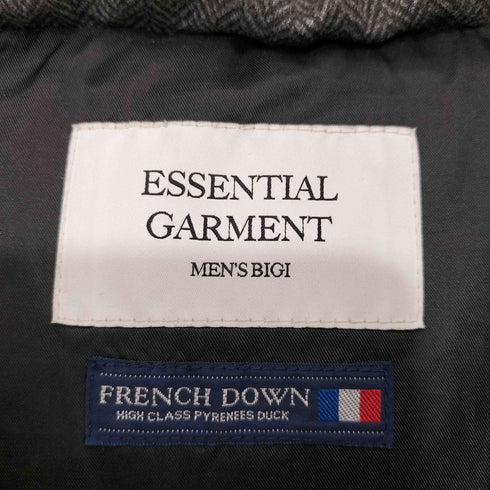 メンズビギ MENS BIGI ESSENTIAL GARMENT FRENCH DOWN ヘリンボーン ダブルジップ ダウンベスト メンズ JPN:M