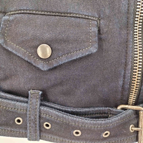 ディーゼル DIESEL 00s Y2K レザー 切替 ストレッチ ダブルライダースジャケット レディース