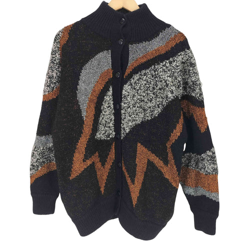 I.B. DIFFUSION 90S 香港製 ウール混 ラメ スタンドカラーカーディガン メンズ import:M