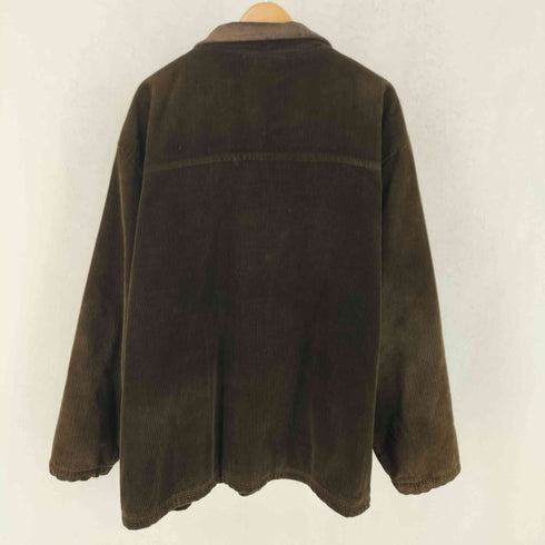 クラフトアンドバロー Croft&Barrow 襟レザー切替 裏地チェック 太畝コーデュロイジャケット メンズ import:XL