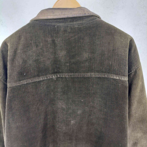 クラフトアンドバロー Croft&Barrow 襟レザー切替 裏地チェック 太畝コーデュロイジャケット メンズ import:XL