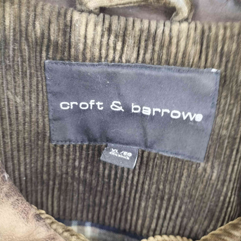 クラフトアンドバロー Croft&Barrow 襟レザー切替 裏地チェック 太畝コーデュロイジャケット メンズ import:XL