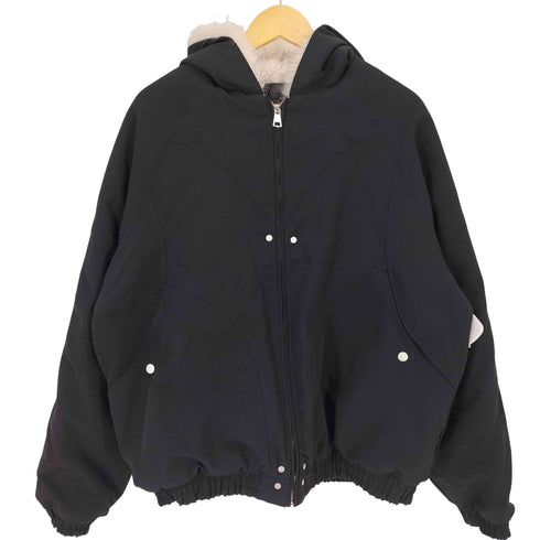 裏地キルティング フードファー ジップアップ 中綿ジャケット メンズ 2XL