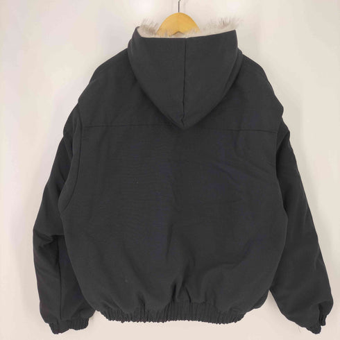 裏地キルティング フードファー ジップアップ 中綿ジャケット メンズ 2XL