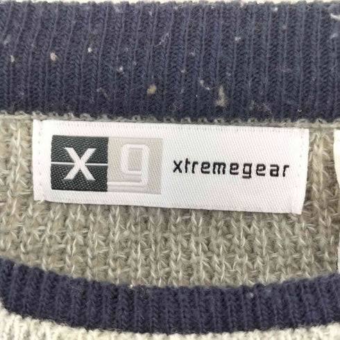 00s extreme gear アクリル ライン ツートン 長袖 ニット メンズ Ⅼ