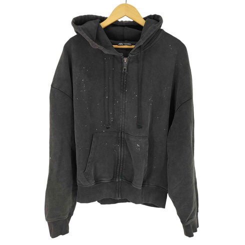 ザラ ZARA ペイント加工 オーバーサイズジップアップパーカー メンズ import:M