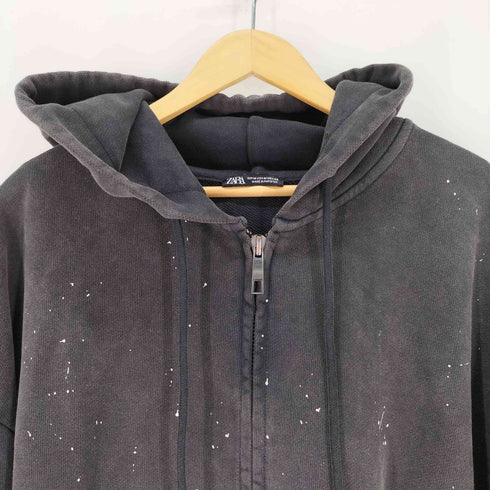 ザラ ZARA ペイント加工 オーバーサイズジップアップパーカー メンズ import:M